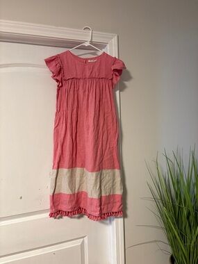 The new society pink linen girls summer dress